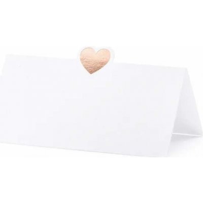 Jmenovky ke svatebnímu stolu s rose gold srdíčkem 10 ks – Sleviste.cz