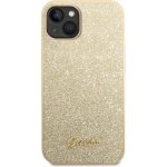 Pouzdro Guess PC/TPU Glitter Flakes Metal Logo iPhone 14 zlaté – Sleviste.cz