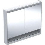 Geberit ONE - Zrcadlová skříňka s LED osvětlením, 1050x900x150 mm, 2 dvířka, s nikou, hliník 505.834.00.1