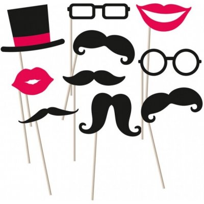 Amscan Amscan Rekvizity na focení knírky na špejli 10 ks – Hledejceny.cz