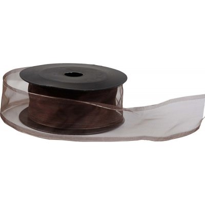 Organza stuha 4 cm, 10 m, hnědá – Zboží Mobilmania