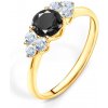 Prsteny Savicky zásnubní prsten Fairytale žluté zlato černý diamant bílé safíry PI Z FAIR72-CZD