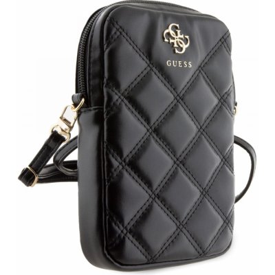 Guess PU Quilted 4G Metal Logo Walltet Phone Bag Zipper Black – Zboží Mobilmania