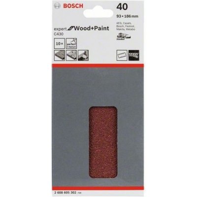 10x Brusný papír do vibrační brusky Bosch C430, 93x186mm, zr.40, 8 otvorů – Zboží Mobilmania