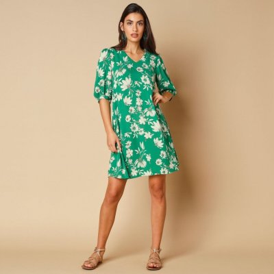 Blancheporte Krátké šaty s potiskem zelená/režná