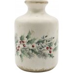 Béžová keramická váza s cesmínou Holly Christmas Antique – Ø 11*17,5 cm - Chic Antique – Hledejceny.cz