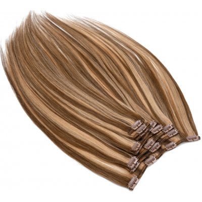 Clip in vlasy 40cm Remy pravé lidské AAA tmavý melír – Sleviste.cz