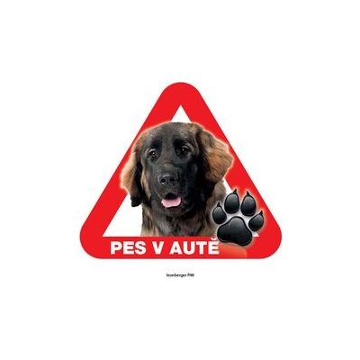 Grel nálepka na plech pozor pes v autě leonbergr – Zboží Mobilmania