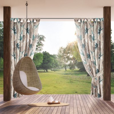 Hotový závěs GARDEN 8 béžový / zelený - na průchodkách – Hledejceny.cz
