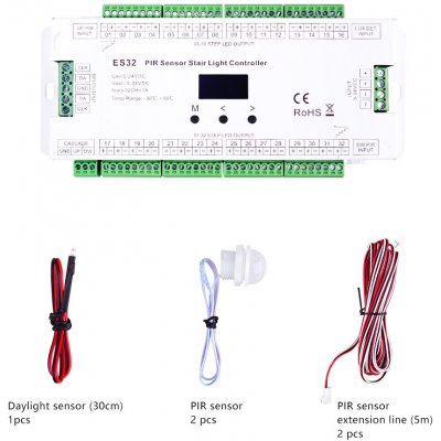 KPLED, ES32 řídící jednotka pro osvětlení schodiště, 1-32 schodů, 5-24VDC, 5 let záruka