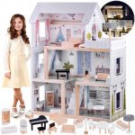 iMex Dřevěný domeček pro panenky s LED osvětlením bílý – Zboží Dáma