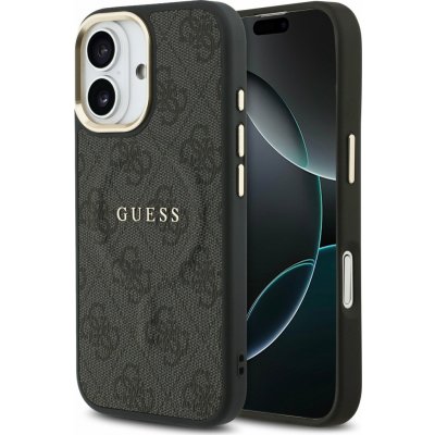 Guess PU Leather 4G Gold Frame MagSafe Zadní Kryt pro iPhone 17 Black – Zboží Mobilmania