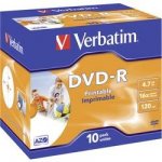 Verbatim DVD-R 4,7GB 16x, printable, plastová krabička, 10ks (43521) – Zboží Živě