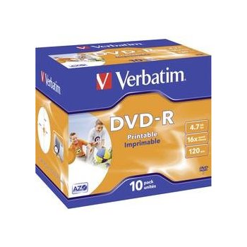 Verbatim DVD-R 4,7GB 16x, printable, plastová krabička, 10ks (43521)