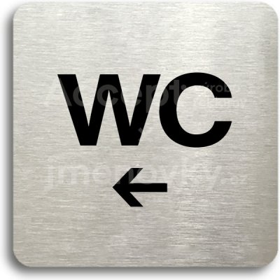 ACCEPT Piktogram WC vlevo - stříbrná tabulka - černý tisk bez rámečku – Sleviste.cz