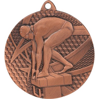 Designová kovová medaile Plavání Bronz 5 cm – Zboží Dáma