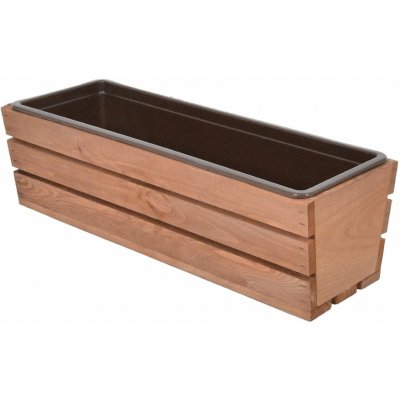 Rojaplast Truhlík modern 51 cm s plastovým květináčem hnědý – Hledejceny.cz