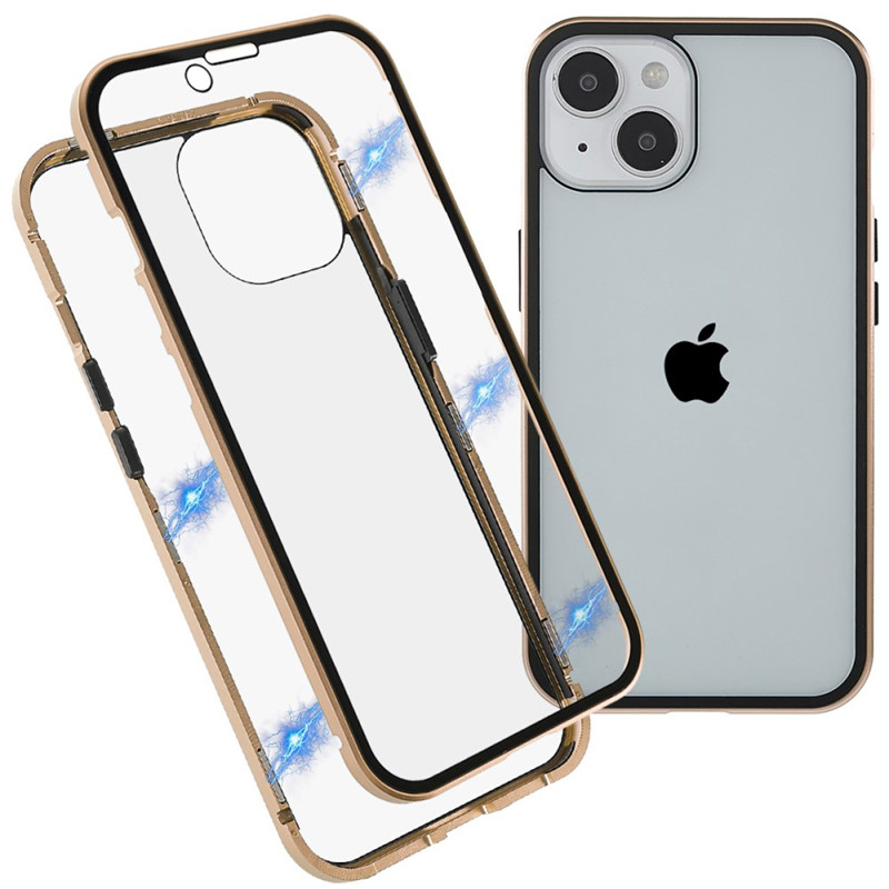 AppleMix Apple iPhone 15 Plus - 360° ochrana - magnetické uchycení - skleněný / kovový - zlaté