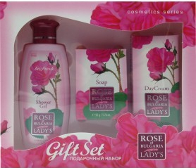 Bio Fresh Sprchový gel 100 ml + mýdlo 50 g + denní krém 30 ml Rose of Bulgaria pro ženy dárková sada