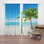 Sablio Závěs Palma na pláži: 2ks 140x250cm – Zboží Mobilmania