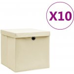 VidaXL Úložné boxy s víky 10 ks 28 x 28 x 28 cm krémové