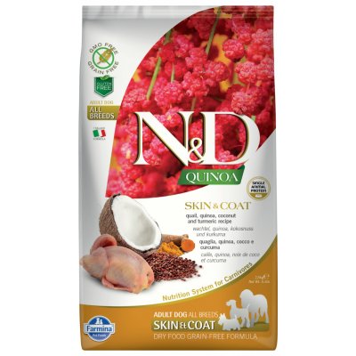 N&D Quinoa Dog Adult Skin & Coat Grain Free Quail & Coconut 4 x 2,5 kg