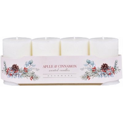 Nohel Garden Svíčka adventní VÁLEC rustikální vonná matná bílá, pr. 6 x 10 cm, 4 ks – Hledejceny.cz