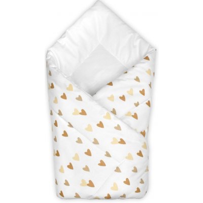 Baby Nellys Kojenecká zavinovačka klasik Srdíčka bílá béžová – Zbozi.Blesk.cz