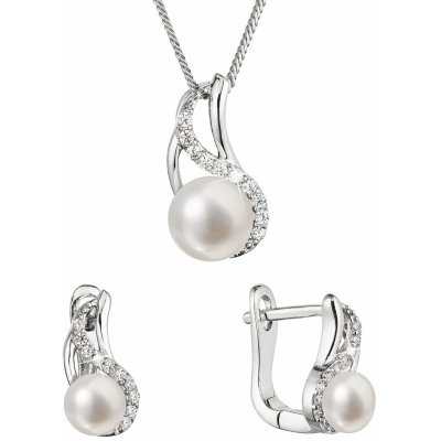 Evolution Group perlová souprava se zirkony a bílou říční perlou 29078.1 – Zboží Mobilmania