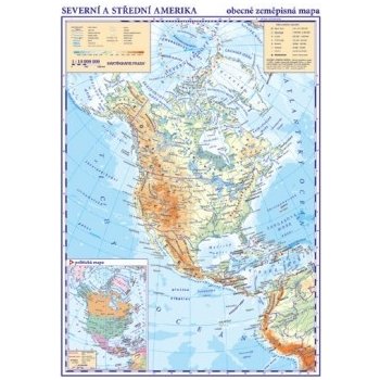 Severní a Střední Amerika Obecně zeměpisná mapa