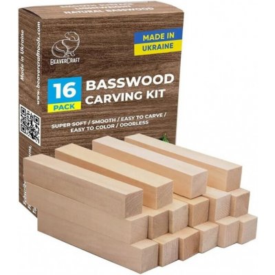 BeaverCraft polotovary Wood Carving Blocks Set 16pcs of Basswood lípa – Sleviste.cz