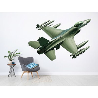 Nalepte.cz Vojenská stíhačka textilní přelepitelná samolepka na zeď arch 47 x 31 cm – Hledejceny.cz