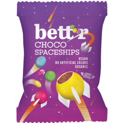 Bett'r Choco Spaceships Lentilky čokoládové veganské 70 g – Hledejceny.cz