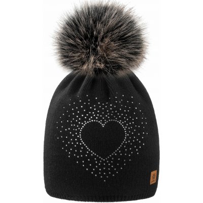 Fashionweek dámská zimní čepice s bambulí flísová podšívka Wool Heart Černá – Hledejceny.cz