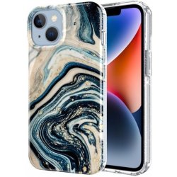 Pouzdro Appleking mramorové třpytivé iPhone 14 Pro - modrozlaté