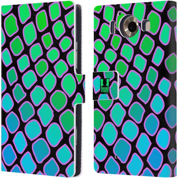 Pouzdro a kryt na mobilní telefon Pouzdro HEAD CASE Microsoft Lumia 950 / LUMIA 950 DUAL SIM Zvířecí barevné vzory vodní had modrá a zelená barva AQUA