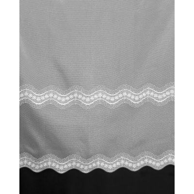 Mantis organzová záclona 655/601 vyšívaná vlnka s květy, s bordurou, bílá, výška 160cm ( v metráži) – Zboží Mobilmania