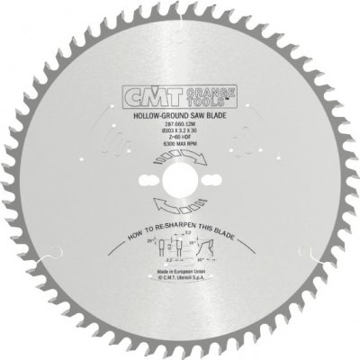 CMT Orange Tools Industrial C287 Pilový kotouč na lamino bez předřezu D250x3,2 d30 Z48 HM -6°Neg – Sleviste.cz