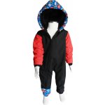 Dětská softshellová kombinéza s fleecem Policie a hasiči černá s červenými rukávy – Zboží Dáma