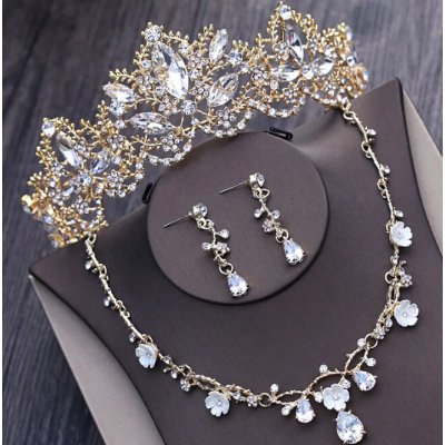 B-Top slavnostní souprava s puzetami klipsy a korunkou Ice Queen ve zlaté – Zbozi.Blesk.cz