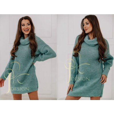 Fashionweek Oversized teplý pletený golfový svetr roláková tunika PATTY mineral – Zboží Mobilmania