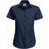 Dámská košile B&C lehká popelínová BC s krátkým rukávem a úpravou Easy Care modrá námořní
