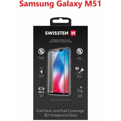 Swissten tvrzené sklo Ultra Durable 3D FullGlue Pro Samsung M51 černé 83877 – Zboží Živě