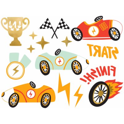 PartyDeco Tetování Auto-závody – Zboží Dáma