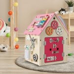 Montessori Costway Activity Board domeček - růžová – Zboží Mobilmania
