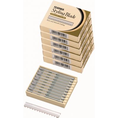 Feather kadeřnické efilační žiletky set 5x + box 10 ks – Zboží Dáma