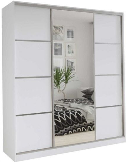 Nejlevnější nábytek Litolaris 150 se zrcadlem bílý mat