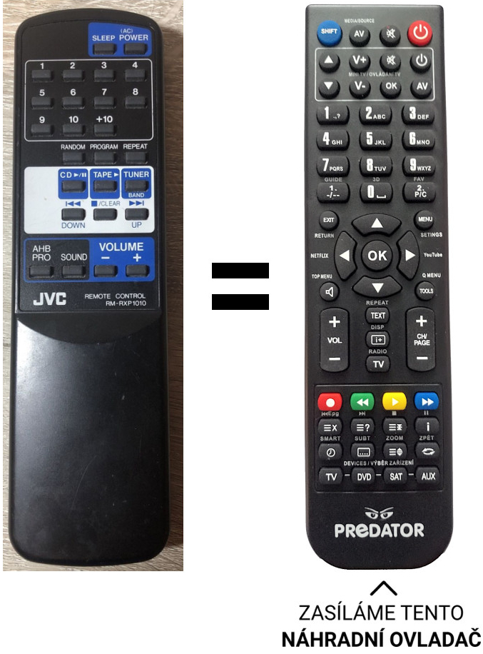 Dálkový ovladač Predátor JVC RM-RXP1010