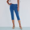 Dámské džíny Blancheporte Zeštíhlující 3/4 kalhoty efekt plochého bříška sepraná modrá