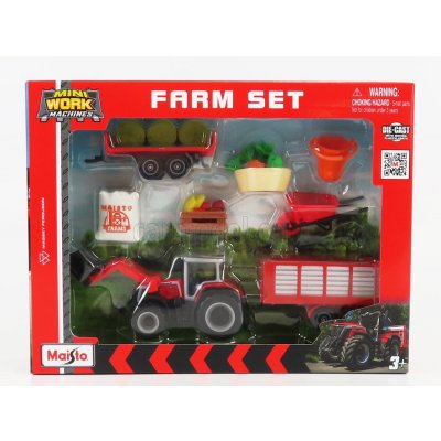 Maisto Massey ferguson Farm Set 8s.285 Tractor With Accessories Červená Šedá 1:64 – Zbozi.Blesk.cz